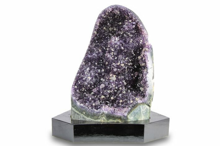 Amethyst Cluster with Calcite on Wood Base - Uruguay #260539